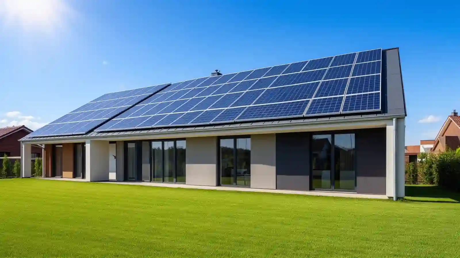 Modern home with solar panels installation in Greater Manchester